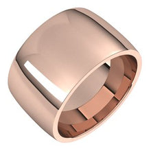 Load image into Gallery viewer, 18K Rose 12 mm Half Round Comfort Fit Light Band Size 12.5
