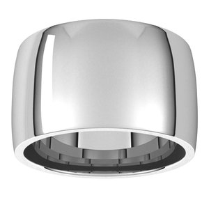 Bande de lumière ajustée demi-ronde en platine de 12 mm, taille 10,5