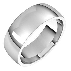 Sterling Silver 7 mm Half Round Comfort Fit Light Band Size 9