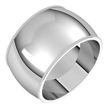 Load image into Gallery viewer, 18K White 12 mm Milgrain Half Round Band Size 5.5
