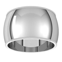 Load image into Gallery viewer, 18K White 12 mm Milgrain Half Round Band Size 5.5
