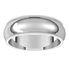 Charger l&#39;image dans la galerie, Sterling Silver 6 mm Milgrain Half Round Band Size 7
