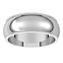 Load image into Gallery viewer, Sterling Silver 7 mm Milgrain Half Round Band Size 9
