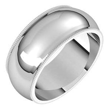 Charger l&#39;image dans la galerie, Sterling Silver 8 mm Milgrain Half Round Band Size 9
