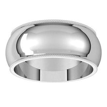 Load image into Gallery viewer, Sterling Silver 8 mm Milgrain Half Round Band Size 6
