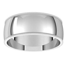 Load image into Gallery viewer, Sterling Silver 7 mm Milgrain Half Round Light Band Size 10
