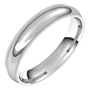 Sterling Silver 4 mm Milgrain Half Round Comfort Fit Band Size 9