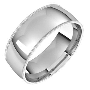 Sterling Silver 7 mm Milgrain Half Round Comfort Fit Light Band Size 7