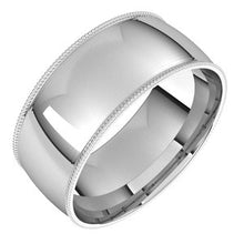 Load image into Gallery viewer, Palladium 8 mm Milgrain Half Round Comfort Fit Light Band Size 10.5
