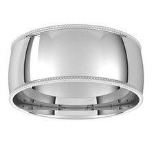 Load image into Gallery viewer, Palladium 8 mm Milgrain Half Round Comfort Fit Light Band Size 10.5

