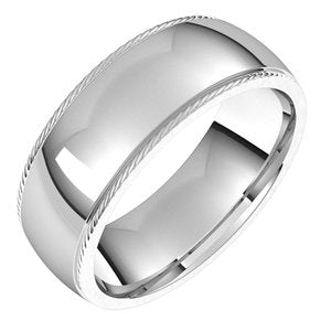 Sterling Silver 7 mm Rope Half Round Comfort Fit Band Size 6