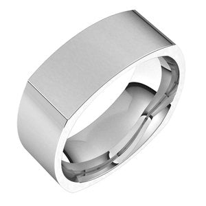 Sterling Silver 7 mm Square Comfort Fit Band Size 9.5