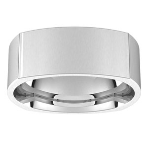 18K Blanc 8 mm Carré Comfort Fit Band Taille 10,5