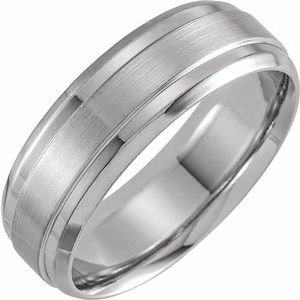 Sterling Silver 7 mm Beveled Edge Band with Satin Finish Size 10
