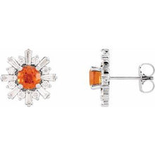 Load image into Gallery viewer, Platinum  Fire Opal &amp; 3/4 CTW Diamond Earrings
