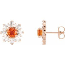 Load image into Gallery viewer, 14K Rose  Fire Opal &amp; 3/4 CTW Diamond Earrings
