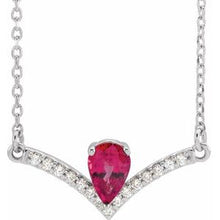 Load image into Gallery viewer, Platinum Ruby &amp; .06 CTW Diamond 16&quot; Necklace
