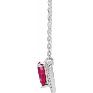 Platinum Ruby & .06 CTW Diamond 18" Necklace