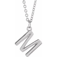 Load image into Gallery viewer, Sterling Silver Initial M Dangle 18&quot; Necklace
