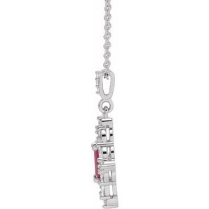 Platinum Ruby & 3/8 CTW Diamond 16-18" Necklace