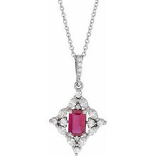 Load image into Gallery viewer, Platinum Ruby &amp; 3/8 CTW Diamond 16-18&quot; Necklace

