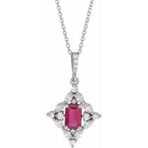 Platinum Ruby & 3/8 CTW Diamond 16-18