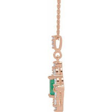 Charger l&#39;image dans la galerie, Collier émeraude 14K rose et diamant 3/8 CTW 16-18 &quot;
