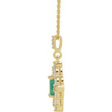 Load image into Gallery viewer, 14K Yellow Emerald &amp; 3/8 CTW Diamond 16-18&quot; Necklace
