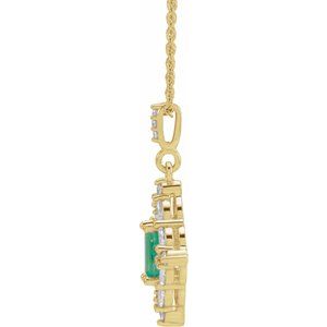 Collier émeraude jaune 14K et diamant 3/8 CTW 16-18 "