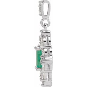 Platinum Emerald & 3/8 CTW Diamond Pendant
