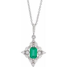 Load image into Gallery viewer, 14K White Emerald &amp; 3/8 CTW Diamond 16-18&quot; Necklace
