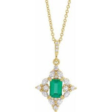 Load image into Gallery viewer, 14K Yellow Emerald &amp; 3/8 CTW Diamond 16-18&quot; Necklace
