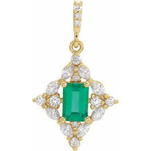 Load image into Gallery viewer, 14K Yellow Emerald &amp; 3/8 CTW Diamond Pendant
