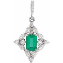 Load image into Gallery viewer, 14K White Emerald &amp; 3/8 CTW Diamond Pendant
