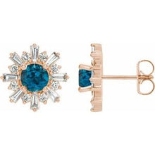 Load image into Gallery viewer, 14K Rose London Blue Topaz &amp; 3/4 CTW Diamond Earrings
