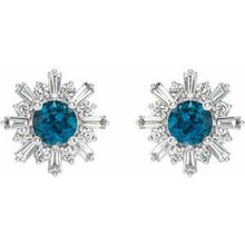 Load image into Gallery viewer, Platinum London Blue Topaz &amp; 3/4 CTW Diamond Earrings
