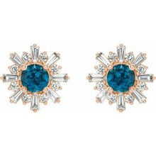 Load image into Gallery viewer, 14K Rose London Blue Topaz &amp; 3/4 CTW Diamond Earrings
