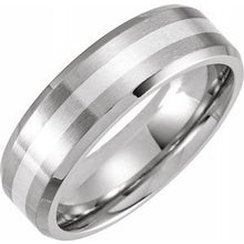 Load image into Gallery viewer, Cobalt 7 mm Beveled Edge Band with Sterling Silver Inlay Size 7
