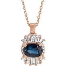 Load image into Gallery viewer, 14K Rose Blue Sapphire &amp; 1/3 CTW Diamond 16-18&quot; Necklace
