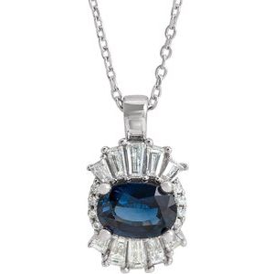 Collier en platine bleu saphir et diamant 1/3 CTW 16-18 "