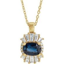 Load image into Gallery viewer, 14K Yellow Blue Sapphire &amp; 1/3 CTW Diamond 16-18&quot; Necklace
