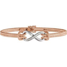 Load image into Gallery viewer, 14K Rose &amp; White 1/8 CTW Diamond Bangle 7.5&quot; Bracelet
