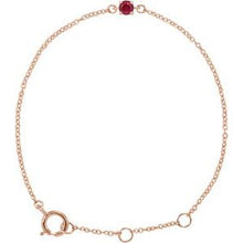 Load image into Gallery viewer, 14K Rose Imitation Ruby Youth Birthstone 4 1/2-5 1/2&quot; Bracelet
