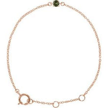 Load image into Gallery viewer, 14K Rose Imitation Peridot Youth Birthstone 4 1/2-5 1/2&quot; Bracelet
