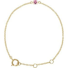 Load image into Gallery viewer, 14K Yellow Imitation Pink Tourmaline Youth Birthstone 4 1/2-5 1/2&quot; Bracelet
