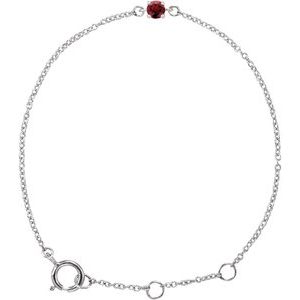 14K White Imitation Mozambique Garnet Youth Birthstone 4 1/2-5 1/2" Bracelet