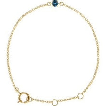 Load image into Gallery viewer, 14K Yellow Imitation Blue Zircon Youth Birthstone 4 1/2-5 1/2&quot; Bracelet
