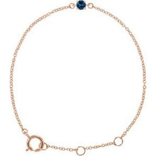 Load image into Gallery viewer, 14K Rose Imitation Blue Sapphire Youth Birthstone 4 1/2-5 1/2&quot; Bracelet
