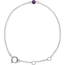 Load image into Gallery viewer, 14K White Imitation Amethyst Youth Birthstone 4 1/2-5 1/2&quot; Bracelet
