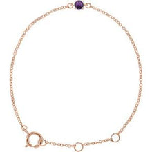 Load image into Gallery viewer, 14K Rose Imitation Amethyst Youth Birthstone 4 1/2-5 1/2&quot; Bracelet
